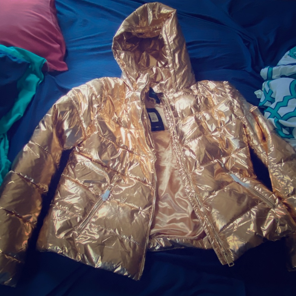 Metallic Gold Puffer Coat